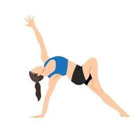kvinna håller på med sida planka med botten knä svävande träning. platt vektor illustration isolerat på vit bakgrund