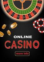 uppkopplad kasino bakgrund med roulett och olika pommes frites vektor