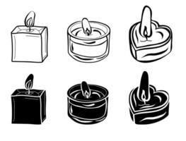 schwarze und weiße Silhouetten brennende Kerzen vektor