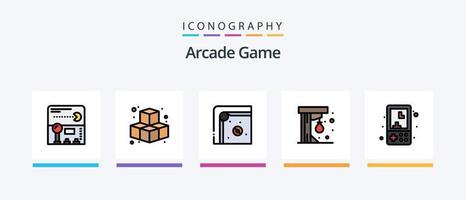 Arcade-Linie gefüllt 5 Icon Pack inklusive Flipper. Spiel. Erholung. Spaß. abspielen. kreatives Symboldesign vektor