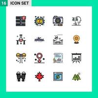 uppsättning av 16 modern ui ikoner symboler tecken för dom domstol befordran val miljö redigerbar kreativ vektor design element