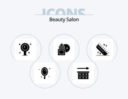 Schönheitssalon-Glyphen-Icon-Pack 5 Icon-Design. Feuchtigkeitscreme. Körpermassage. Lidschatten-Palette. Body Lotion. Spiegel vektor