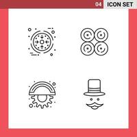 Stock Vector Icon Pack mit 4 Zeilen Zeichen und Symbolen für Business Cutter Produkt Food Gear editierbare Vektordesign-Elemente