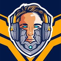 Head Cyborg Gamer Esport-Logo-Design vektor