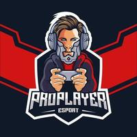 proffs esports gamer med en robot huvud logotyp design vektor