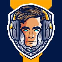 Head Cyborg Gamer Esport-Logo-Design vektor