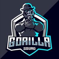 gorilla trupp esport logotyp design vektor