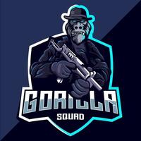 gorilla trupp esport logotyp design vektor