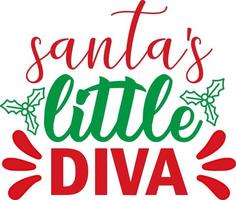 Santas kleine Diva. zusammenpassende Familienweihnachtshemden. Weihnachtsgeschenk. Familie Weihnachten. Aufkleber. Karte. vektor