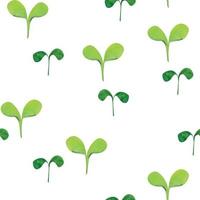 Aquarell handgezeichnetes nahtloses Muster mit grünen Pflanzen und Sprossen, isoliert auf weißem Hintergrund. Design für Karten, Geschenktüten, Einladungen, Textilien, Druck, Tapeten, für Kinder vektor
