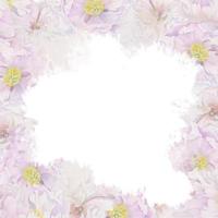 vattenfärg pastell bakgrund arrangemang med hand dragen delikat rosa pion blommor, knoppar och löv. isolerat på vit. för inbjudningar, bröllop, kärlek eller hälsning kort, papper, skriva ut, textil- vektor