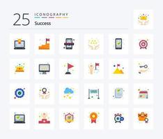 Erfolg 25 Flat Color Icon Pack inklusive SEO. Überprüfung. Treppe. Bewertung. Überprüfung vektor