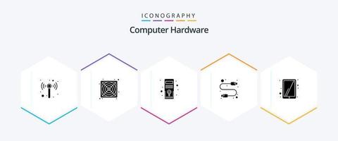 Computerhardware 25 Glyphen-Icon-Pack einschließlich . Tablette. Stk. iPad. Hardware- vektor