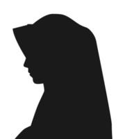 Silhouette einer Frau, die eine Hijab-Seitenansicht trägt. muslimische Damenbekleidung. weißer isolierter Hintergrund. Vektor-Illustration. vektor