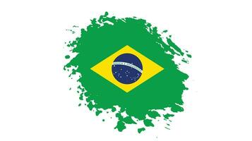 bedrövad Brasilien grungy stil flagga vektor