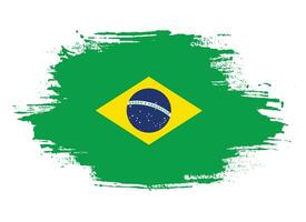 grunge borsta stroke Brasilien flagga vektor