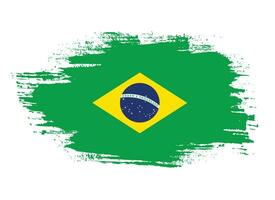 hand dragen grunge borsta stroke Brasilien flagga vektor