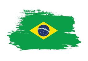 abstrakter Grunge-Strich Brasilien-Flaggenvektor vektor