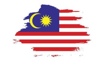 abstrakt borsta stroke malaysia flagga vektor bild