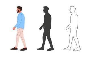 Menschen. Gehender junger Mann. Menschen in einem flachen Cartoon-Stil gezeichnet. Vektor-Illustration vektor