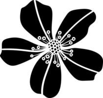 Vektorblumensilhouette, fünf Blütenblätter, Blumenlogo, flach vektor