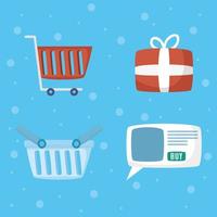 Bündel von Symbolen für E-Commerce- und Online-Shopping-Technologie vektor