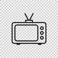 TV ikon i platt stil. tv tecken vektor illustration på vit isolerat bakgrund. video kanal företag begrepp.