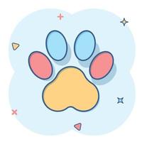 vektor tecknad serie Tass skriva ut ikon i komisk stil. hund, katt, Björn Tass tecken illustration piktogram. djur- fot företag stänk effekt begrepp.