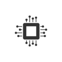 Computer-CPU-Symbol im flachen Stil. Leiterplatten-Vektorillustration auf weißem, isoliertem Hintergrund. Motherboard-Chip-Geschäftskonzept. vektor