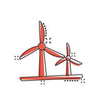 vind kraft växt ikon i komisk stil. turbin tecknad serie vektor illustration på vit isolerat bakgrund. luft energi stänk effekt tecken företag begrepp.