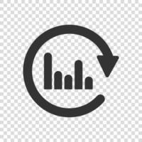 Diagramm-Pfeil-Symbol im flachen Stil. Finanzanalytik-Vektorillustration auf weißem, isoliertem Hintergrund. Prognosezeichen Geschäftskonzept. vektor