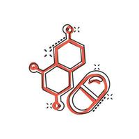 vitamin piller notera ikon i komisk stil. kapsel tecknad serie vektor illustration på vit isolerat bakgrund. antibiotikum stänk effekt tecken företag begrepp.