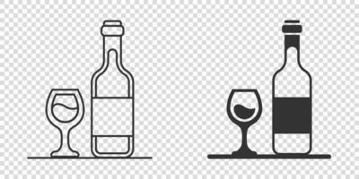 vin glas och flaska ikon i platt stil. champagne dryck vektor illustration på isolerat bakgrund. cocktail dryck tecken företag begrepp.