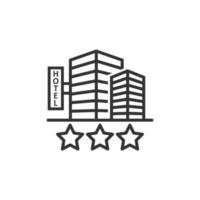 Hotel 3-Sterne-Schild-Symbol im flachen Stil. Gasthaus-Gebäude-Vektor-Illustration auf weißem Hintergrund isoliert. Geschäftskonzept für Herbergszimmer. vektor
