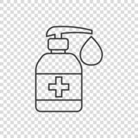 Händedesinfektionsmittel-Symbol im flachen Stil. Antiseptische Flaschenvektorillustration auf lokalisiertem Hintergrund. Geschäftskonzept des Gelzeichens desinfizieren. vektor
