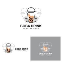 Boba-Drink-Logo-Design, moderner Geleegetränk-Blasenvektor, Boba-Drink-Markenglasillustration. Design geeignet für Cafés, Getränkemarken vektor