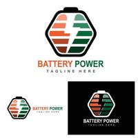 batteri logotyp design, teknologi laddning illustration, företag varumärke vektor