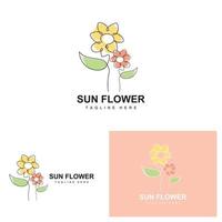 Sonnenblumen-Logo-Design, Zierpflanze, Gartenpflanze, Symbolvektor, Produktmarke des Unternehmens vektor