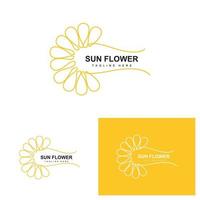 solros logotyp design, dekorativ växt trädgård växt ikon vektor, företag produkt varumärke vektor