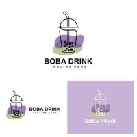 boba dryck logotyp design, modern gelé dryck bubbla vektor, boba dryck varumärke glas illustration. design lämplig för kaféer, dryck märken vektor