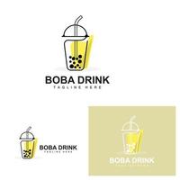 Boba-Drink-Logo-Design, moderner Geleegetränk-Blasenvektor, Boba-Drink-Markenglasillustration. Design geeignet für Cafés, Getränkemarken vektor