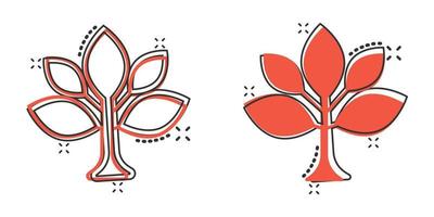 blad ikon i komisk stil. växt tecknad serie vektor illustration på vit isolerat bakgrund. blomma stänk effekt tecken företag begrepp.