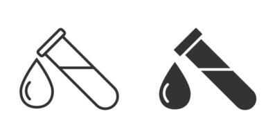 Blut im Reagenzglas-Symbol im flachen Stil. Laborkolben-Vektorillustration auf lokalisiertem Hintergrund. Flüssigkeit im Becherzeichen Geschäftskonzept. vektor