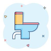 toalett skål ikon i komisk stil. hygien tecknad serie vektor illustration på isolerat bakgrund. toalett toalett stänk effekt tecken företag begrepp.