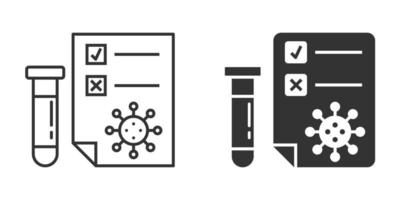 Coronavirus-Testsymbol im flachen Stil. Covid-19-Vektorillustration auf isoliertem Hintergrund. Geschäftskonzept für medizinische diagnostische Zeichen. vektor