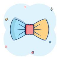 Krawattenschleife-Symbol im Comic-Stil. Fliege Cartoon-Vektor-Illustration auf weißem Hintergrund isoliert. Geschäftskonzept mit Schmetterlingsspritzeffekt. vektor