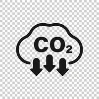 co2 ikon i platt stil. utsläpp vektor illustration på vit isolerat bakgrund. gas minskning företag begrepp.