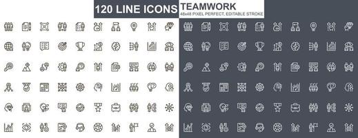 Teamwork Thin Line Icons gesetzt vektor