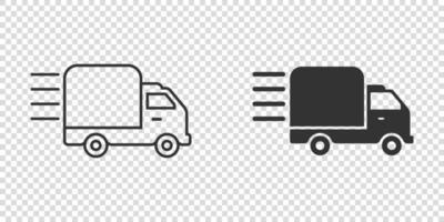 schnelles Versandsymbol im flachen Stil. Lieferwagen-Vektorillustration auf lokalisiertem Hintergrund. Express-Logistikzeichen-Geschäftskonzept. vektor