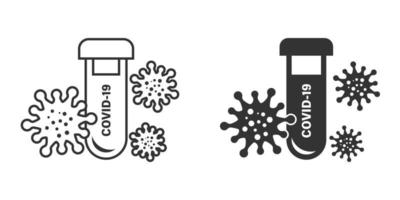 Coronavirus-Testsymbol im flachen Stil. Covid-19-Vektorillustration auf isoliertem Hintergrund. Geschäftskonzept für medizinische diagnostische Zeichen. vektor